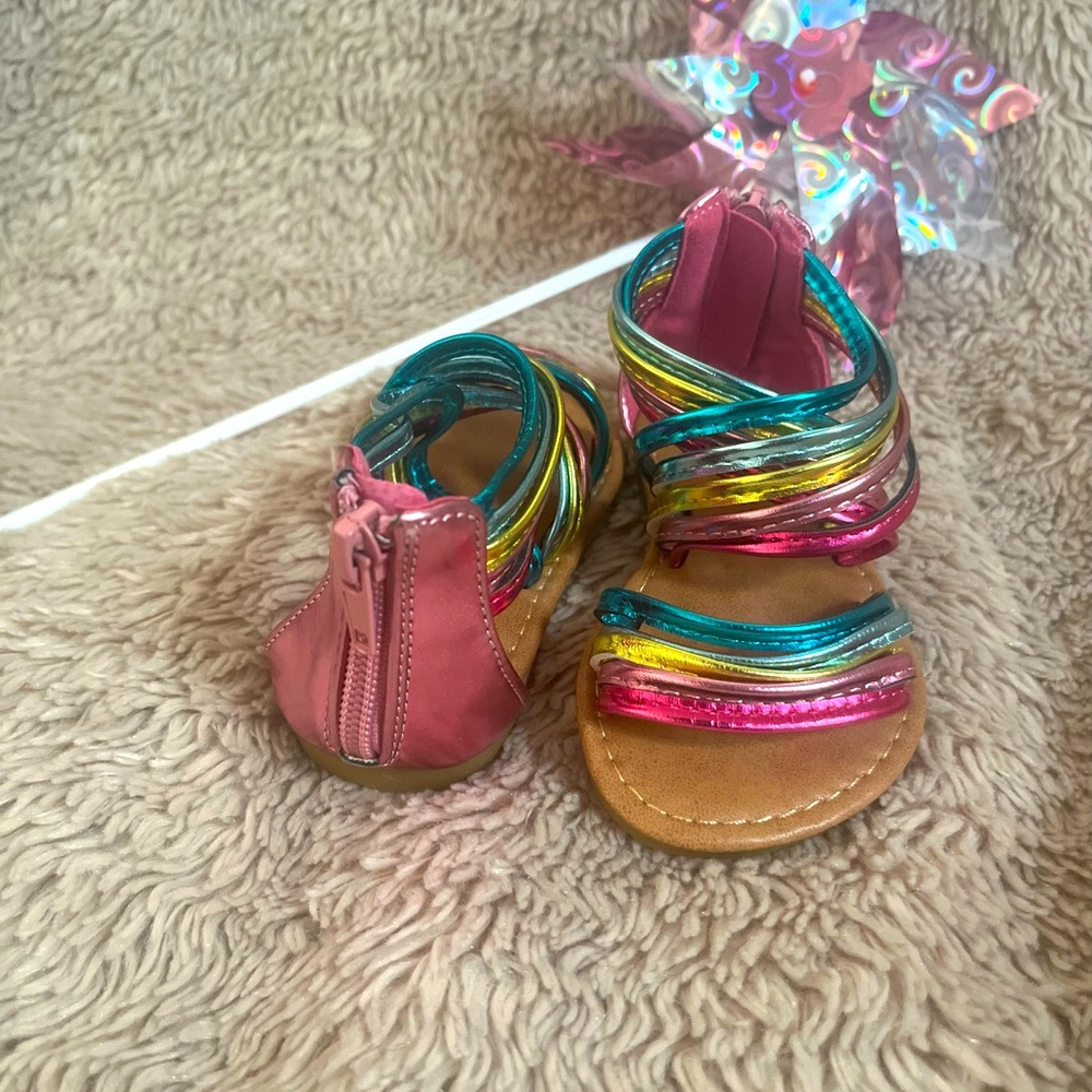 Toddler girl rainbow sandals size six
